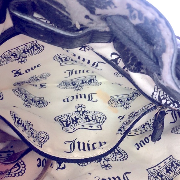 JUICY COUTURE Y2K black and cream Daydreamer houndstooth velour tote handbag. - Picture 16 of 16